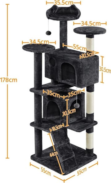 2dekans | Yaheetech Krabpaal met 2 Grotten - 178 cm hoog -, Ophalen of Verzenden, Zo goed als nieuw