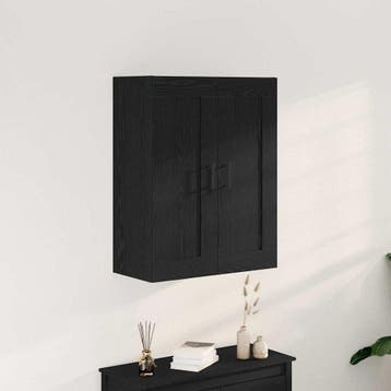 vidaXL Wandkast Zwart Eiken 69,5 x 34 x 90 cm Bewerkt hout, Minder dan 50 cm, Verzenden, Nieuw, Minder dan 100 cm