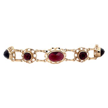 Gouden vintage bootjes armband met granaat 14 kt, Ophalen of Verzenden, Nieuw
