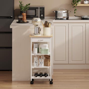 Serveerwagen Bolmanralu 76x37x37 cm wit naturel en zwart [en, Verzenden