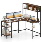 LIVSK L-vormig Hoekbureau met Opbergplank - Hoofdtelefoonhaa, Verzenden, Nieuw