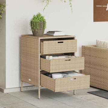 vidaXL Tuinkast 55x59x80 cm poly rattan beige, Verzenden, Nieuw