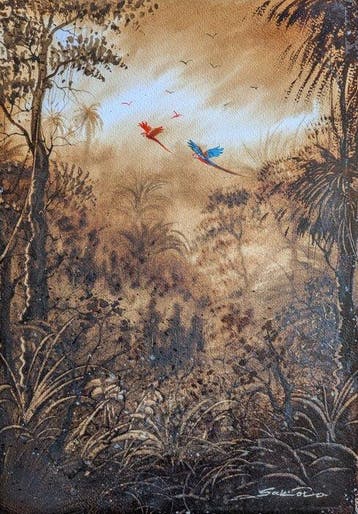 Sabino Puma (1979) - Envolée rouge et bleu, Antiek en Kunst, Kunst | Schilderijen | Modern