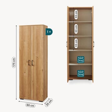 Opbergkast Chalvefted met 2 deuren 175x60x35 cm eikenkleurig, Verzenden, Nieuw
