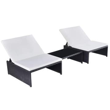 Tuinstoelen set inklapbaar | Zwart | 34% Korting, 2 zitplaatsen, Bijzettafel, Ophalen of Verzenden, Zo goed als nieuw
