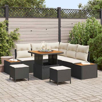 vidaXL Tuinbankenset 8 st 7-Aantal zitplaatsen Zwart en, Verzenden, Nieuw, 8 zitplaatsen