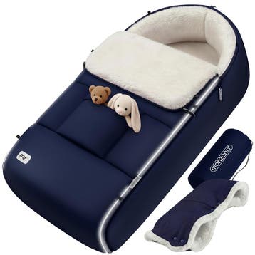 Voetenzak voor kinderwagen Marineblauw gevoerd incl tas, Verzenden, Nieuw