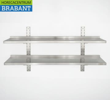 HCB RVS Dubbel wandschap schap 140 x 30 cm Horeca, Ophalen of Verzenden, Nieuw in verpakking
