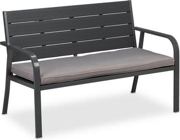 Tuinbank met zitkussen - 118 cm breed - kunststof en metaal, Tuin en Terras, Verzenden, Nieuw