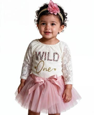 Eerste verjaardag cakesmash tutu set Wild One 3-delig, Kinderen en Baby's, Ophalen of Verzenden, Nieuw, Meisje, Jurkje of Rokje