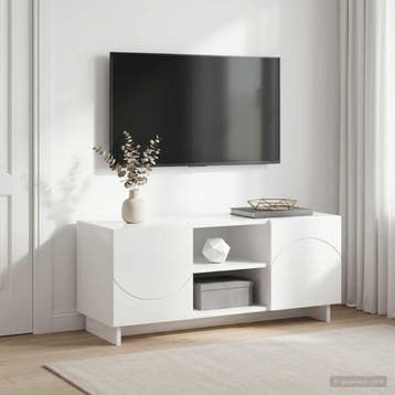 vidaXL TV-standaard 90 x 34,5 x 40 cm Hoogglans Wit Bewerkt, Verzenden, Nieuw, 50 tot 100 cm, Minder dan 100 cm
