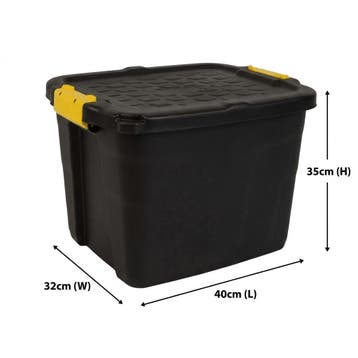 Opbergbox 42 liter zwart - stapelbaar met deksel, Nieuw
