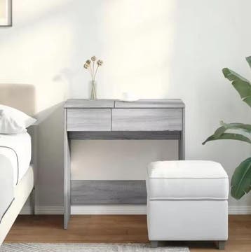 Grijze Make-uptafel met Spiegel en Lade – 73x46,5x120 cm, Verzenden, Nieuw
