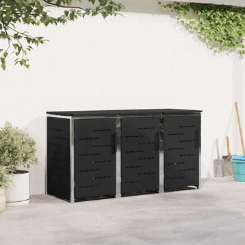 vidaXL Containerombouw for 3 Bins 240L Roestvrij staal Zwart, Verzenden, Nieuw