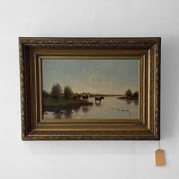 HCC Bogman 1861-1921 Koeien in de Polder olieverf op linnen, Ophalen of Verzenden