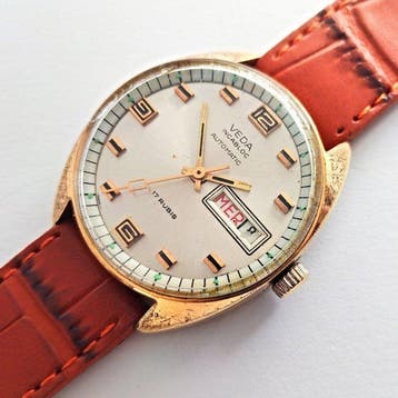 Veda - Swiss mens automatic gold plated - Zonder, Nieuw