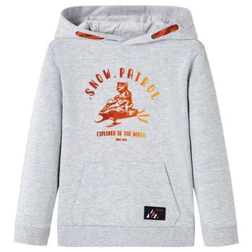 vidaXL Kindertrui met capuchon 128 gemêleerd grijs en oranje, Verzenden, Nieuw