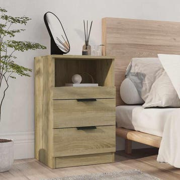 vidaXL Nachtkastje bewerkt hout sonoma eikenkleurig, Minder dan 45 cm, Verzenden, Nieuw, 55 tot 70 cm