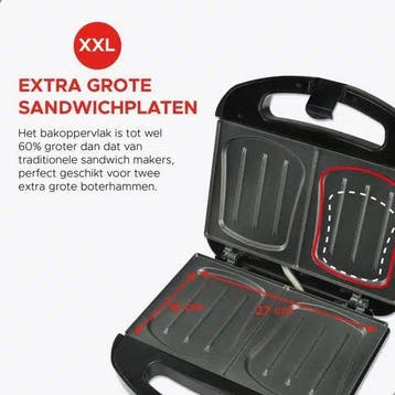 2dekans | Bourgini Sandwich Maker XXL - Tosti Apparaat -, Ophalen of Verzenden, Zo goed als nieuw