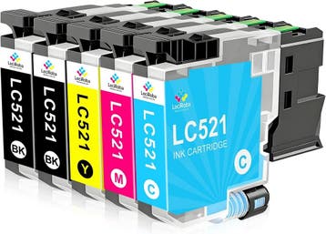 Inktcartridges Brother LC-521 5-pack | Retourdeal 52% Kor..., Ophalen of Verzenden, Nieuw, Cartridge, LeciRoba