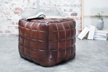 Retro kruk RIDER 40cm bruin echt leer met decoratieve, Ophalen of Verzenden, Nieuw
