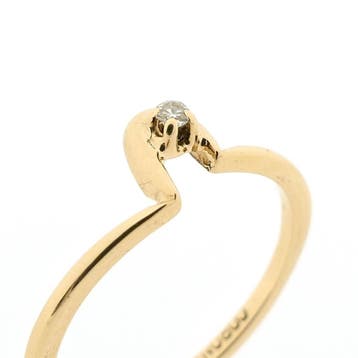 10 karaat solitair ring met diamant 0,03 ct., Sieraden, Tassen en Uiterlijk, Ringen, Gebruikt, Geel, Ophalen of Verzenden, Kleiner dan 17