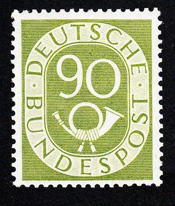 Duitsland, Bondsrepubliek 1951 - Posthoorn 90 Pfg.,, Gestempeld