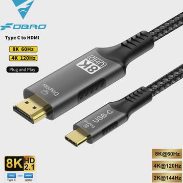 USB-C naar HDMI Kabel 8K 60Hz 4K 120Hz - Adapter voor MacBoo, Auto-onderdelen, Verzenden, Nieuw