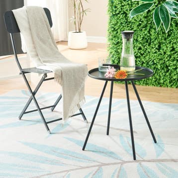 Tuintafel Fosen rond 55xØ42 cm zwart [en.casa], Verzenden, Nieuw