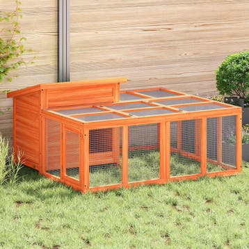 vidaXL Konijnenhok 144x123x67,5 cm massief grenenhout bruin, Dieren en Toebehoren, Verzenden, Nieuw