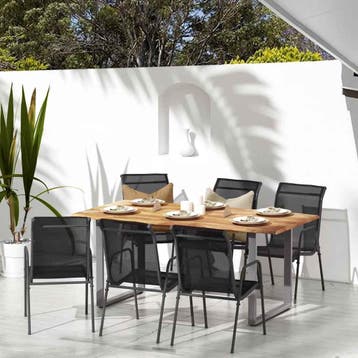 Tuinstoelen Set 6st Zwart | Tweedekansje | 35% Korting, Tuin en Terras, Ophalen of Verzenden, Zo goed als nieuw, Textileen