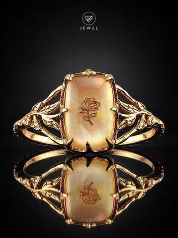 Lichtgeel Citrien Ring - Goudverguld Sterlingzilver - Natuur
