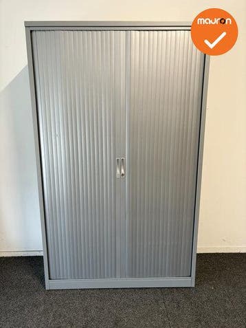 TDS Roldeurkast - 196x120x45cm - Zilvergrijs met kunststo..., Werkplek, Ophalen of Verzenden, Gebruikt, Kast