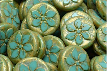1 x TBC Flower Coin kraal Tsjechische Table Cut Beads 18..., Ophalen of Verzenden, Nieuw, Kraal