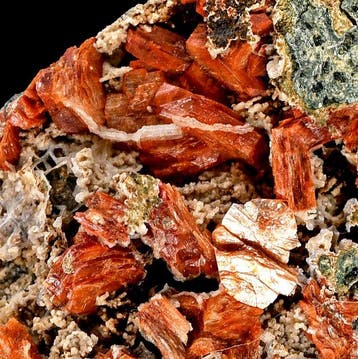 Hoge kwaliteit dieporanje-rood Heulandite uit Val di Fassa -, Verzamelen, Mineralen en Fossielen