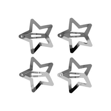 Haarspeld Klikklak 3cm - Ster - Zilver - Set van 4, Nieuw