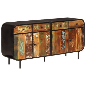vidaXL Dressoir 140x35x70 cm massief gerecycled hout en, 100 tot 150 cm, Verzenden, Nieuw, 25 tot 50 cm