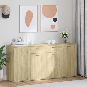 vidaXL Dressoir 160x36x75 cm bewerkt hout sonoma, Verzenden, 150 tot 200 cm, Nieuw, 25 tot 50 cm