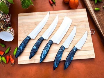 Keukenmes - Kitchen knife set - 738 - Staal, Hout,