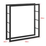 [en.casa] Brandhout rek houtopslag Täby zwart 100x25x100 cm, Tuin en Terras, Haardhout, Verzenden