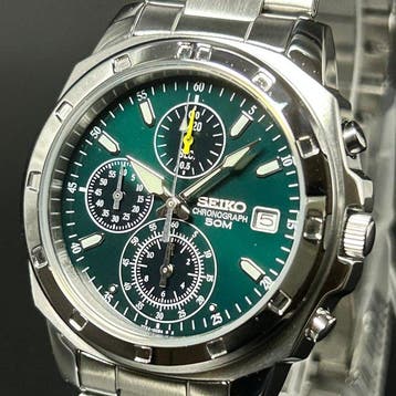 Seiko - Chronograph - Quartz - Green Dial - Zonder