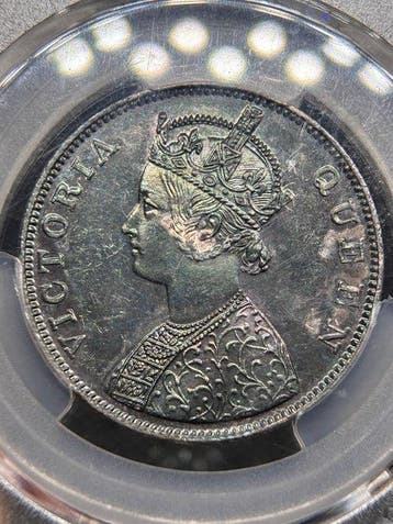 Brits India. Victoria. 1 Rupee 1862 PCGS MS62 (Zonder