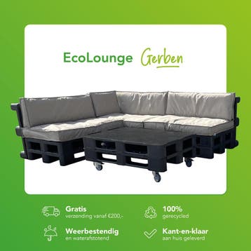 Pallet Loungeset van kunststof - Duurzaam en weerbestendig!, Tuin en Terras, 5 zitplaatsen, Kunststof, Bank, Nieuw