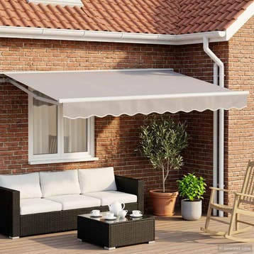 vidaXL Handmatige Luifelhouder met LEDs Wit 3 x 2 m, Verzenden, Nieuw
