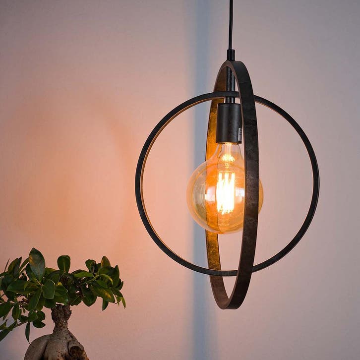 *WOONWINKEL* Cirkel Hanglamp Metaal Zwart, Huis en Inrichting, Lampen | Hanglampen, Nieuw, Verzenden