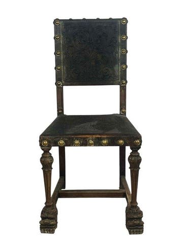 Stoel - Renaissance Revival, Neorenaissance, - Hout, Leder