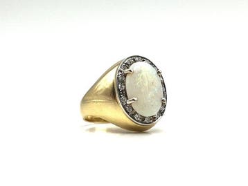 Ring - 18 karaat Geel goud Opaal - Diamant, Nieuw