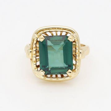 Ring - 14 karaat Geel goud Saffier, Sieraden, Tassen en Uiterlijk, Ringen, Nieuw