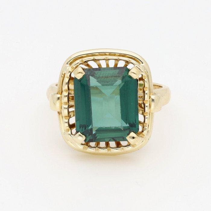 Ring - 14 karaat Geel goud Saffier, Sieraden, Tassen en Uiterlijk, Ringen