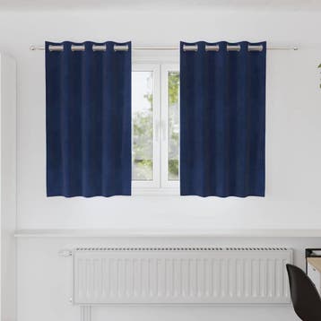 vidaXL Gordijnen 2 st Donkerblauw 140 x 140 cm fluweel, Verzenden, Nieuw, Blauw